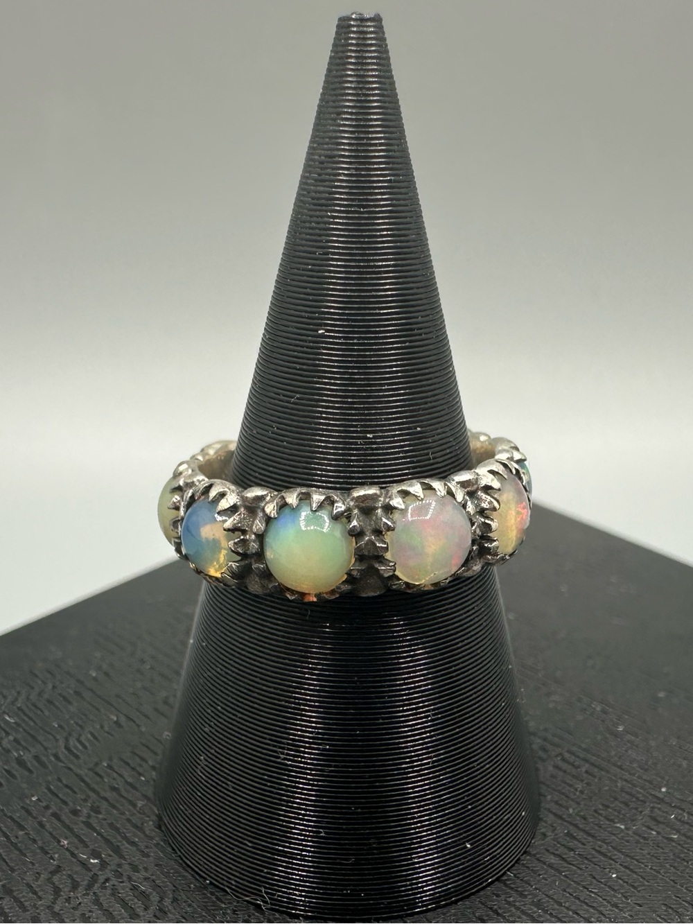 Opal Sterling Silver 925 Eternity Ring Handmade Band Size 7